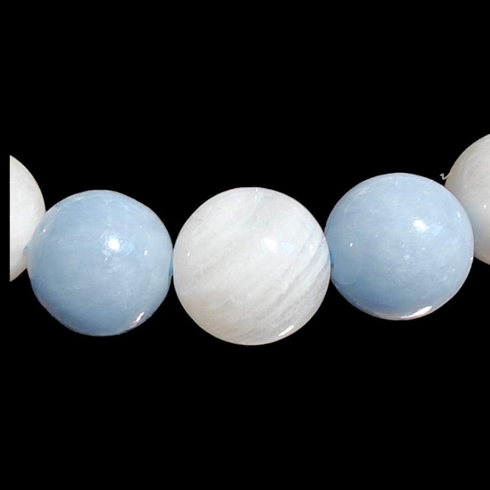 Angelite and Moonstone Healing Bracelet 10mm Natural Stones Stretches - Picture 4 of 7